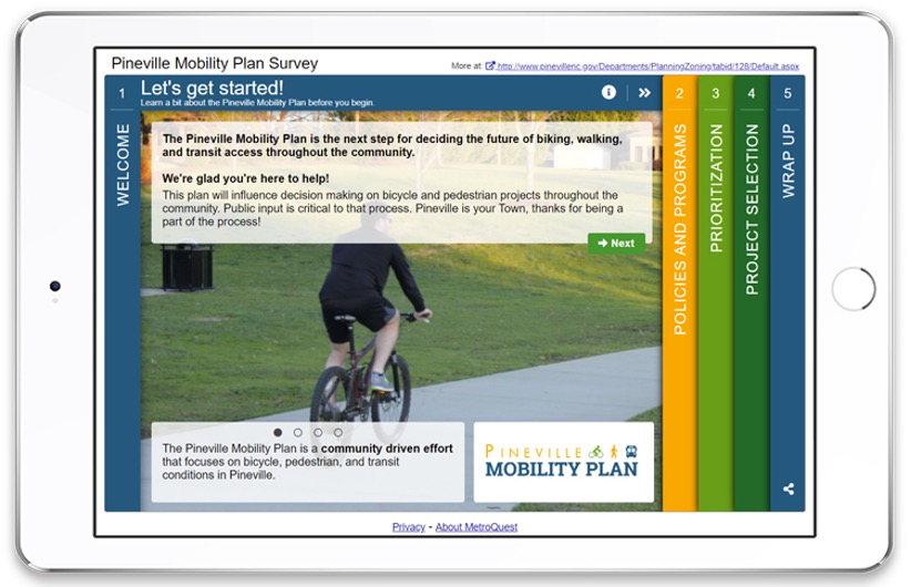 Pineville Mobility Plan MetroQuest Survey Demo